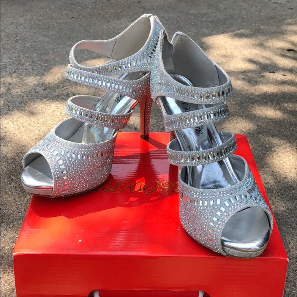 Silver bling high heels
